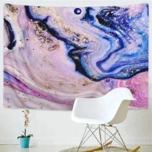UO Colorful Tye Dye Art Gold Gouache Tapestry Wall